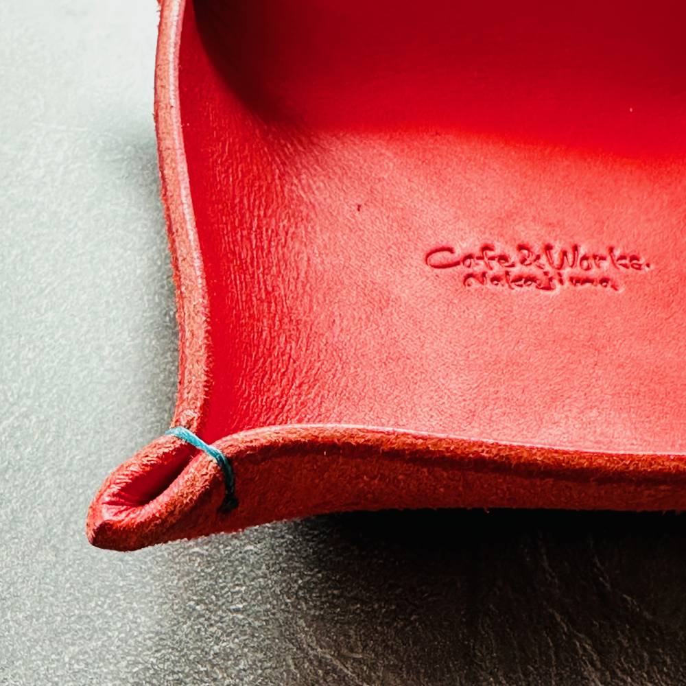 13-313 本革レザートレー（レッド）【レザークラフト】