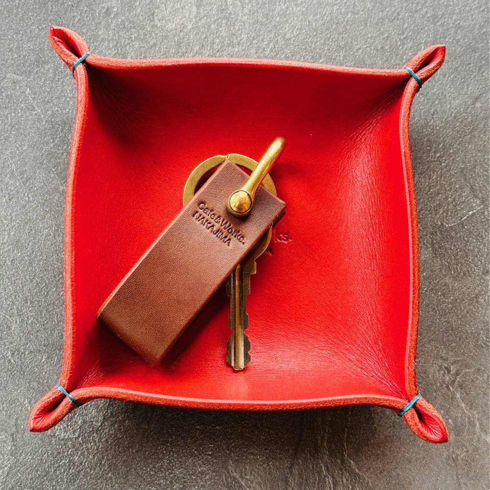 13-313 本革レザートレー（レッド）【レザークラフト】