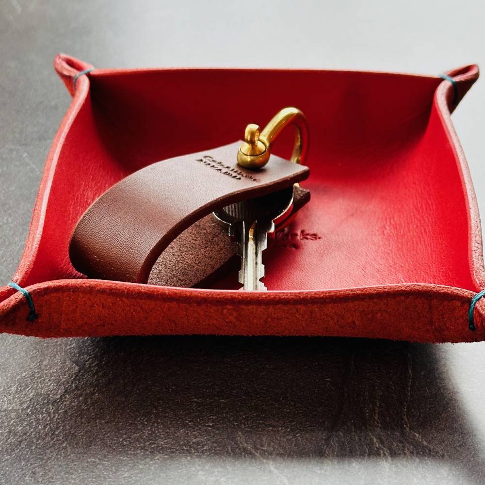 13-313 本革レザートレー（レッド）【レザークラフト】