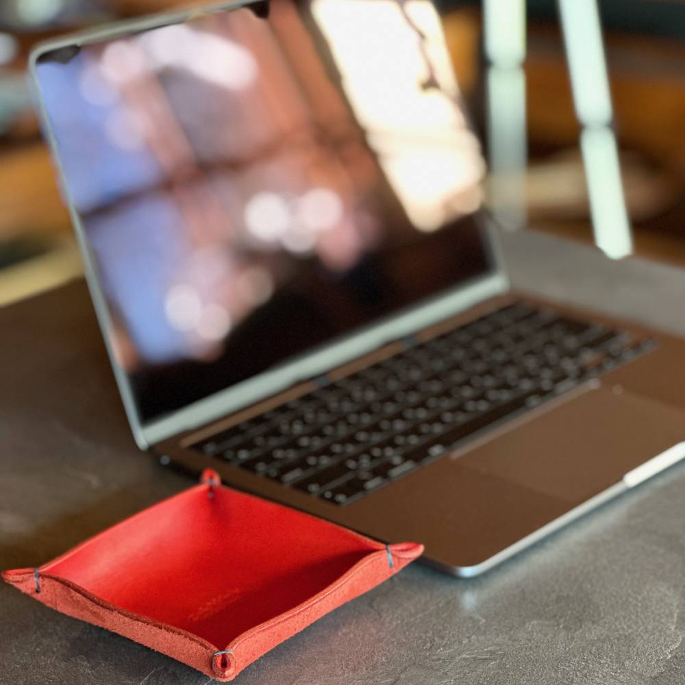 13-313 本革レザートレー（レッド）【レザークラフト】