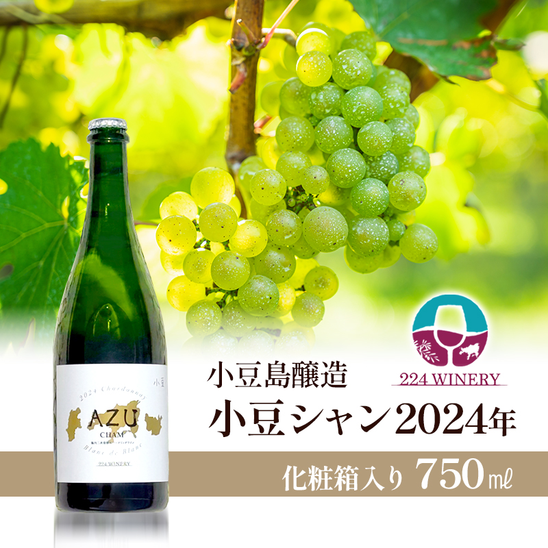 小豆(アズ)シャン ブランドブラン 2024 750ml 小豆島醸造 瓶内二次発酵 スパークリングワイン 日本ワイン 化粧箱入り お酒 酒 ワイン 熟成 贈り物 ギフト 国産 香川 香川県 土庄 土庄町
