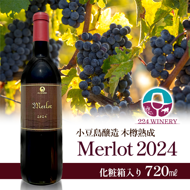 島醸造 木樽熟成メルロー 2024 720ml 小豆島醸造 赤ワイン 日本ワイン 化粧箱入り お酒 酒 ワイン 熟成 贈り物 ギフト 国産 香川 香川県 土庄 土庄町
