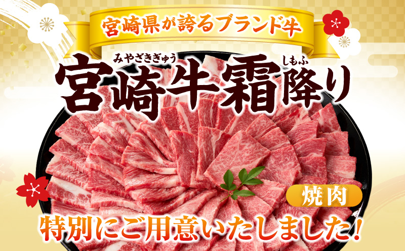 宮崎県日南市のふるさと納税 数量限定 宮崎牛 霜降り 焼肉 計1kg 肉質等級4等級以上 牛肉 黒毛和牛 国産 食品 おかず 最高級 ブランド牛 焼き肉 BBQ バーベキュー キャンプ 人気 おすすめ 記念日 贈り物 お取り寄せ ミヤチク 宮崎県 日南市 送料無料_D112-25