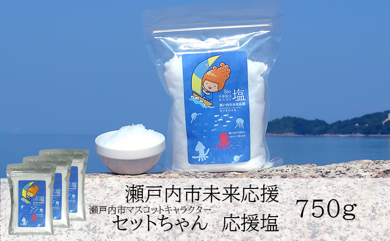 セットちゃん 応援塩 750g(250g×3袋) 塩 フレーク塩 粗塩 調味料 岡山 瀬戸内市