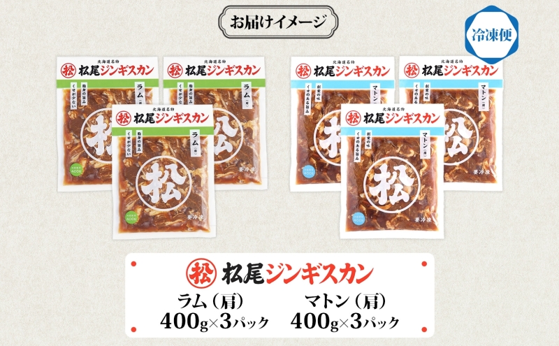 マツオジンギスカン ラム＆マトン 各3袋 松尾ジンギスカン ジンギスカン 松尾 マツオ ラム ラム肉 羊 ヒツジ 羊肉 ジンギスカン 本格的 本場 BBQ マトン 肉 焼くだけ簡単 フライパン調理 冷凍 お取り寄せグルメ 送料無料 北海道 滝川市