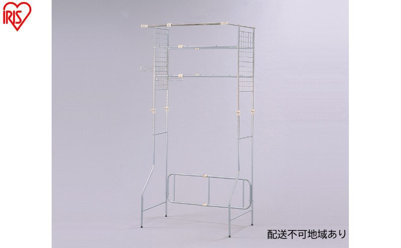 ランドリーラック ハンガーバー付ランドリーラック HLR-Y18 シルバー 洗濯機ラック アイリスオーヤマ おしゃれ 洗面所 収納 縦型 洗濯機ラック 伸縮 2段 ラック 洗濯ラック 棚 脱衣所 洗剤 タオル 柔軟剤 棚付き 一人暮らし 新生活