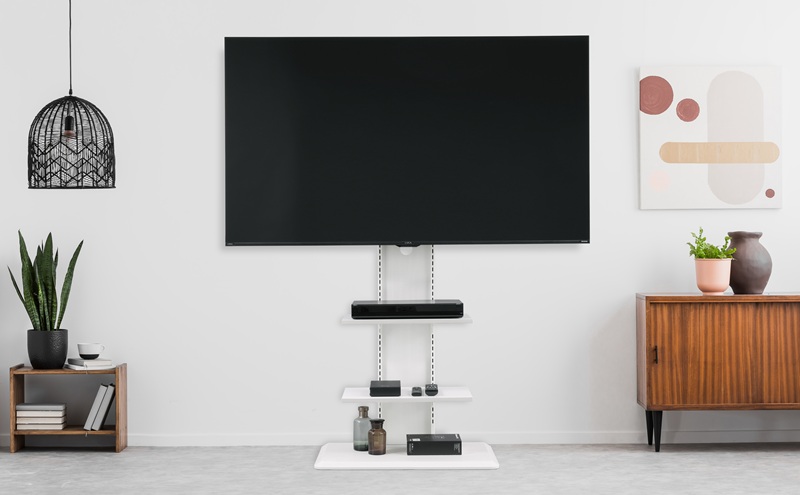 テレビ台 スタンドテレビ台 UTS-700R-OW オフホワイト テレビスタンド ハイタイプ おしゃれ アイリスオーヤマ テレビ台 壁掛け風 テレビ台 木目調 テレビボード スタンドテレビ台 省スペース スリム 高さ調節 自立 新生活 65型 65インチ