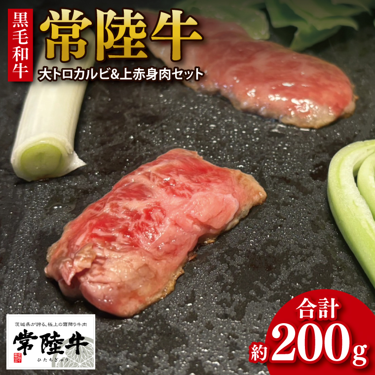 【数量限定】【最短7日発送】黒毛和牛 常陸牛 大トロカルビ(約100g) 上赤身肉(約100g)セット｜肉 牛肉 和牛 国産 茨城県産 すぐ 届く(HI-1)