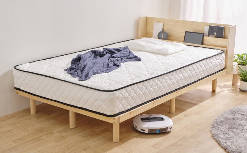 ベッド 宮付き高耐荷重すのこベッド HWBM-SD ナチュラル すのこ セミダブル すのこベッド 宮付き 宮付き高耐荷重 ベッドフレーム 収納 ヘッドボード ヘッドボード付き コンセント付き USBポート パイン材 高さ調節 高さ調整 調節 アイリスオーヤマ