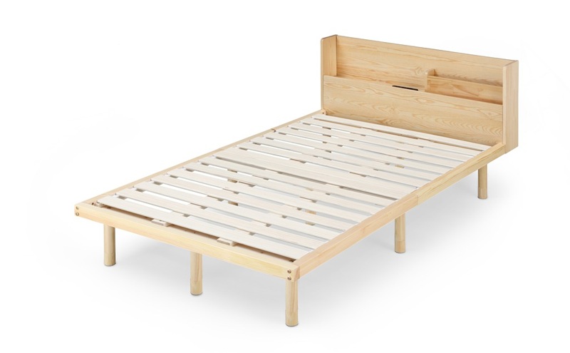 ベッド 宮付き高耐荷重すのこベッド HWBM-SD ナチュラル すのこ セミダブル すのこベッド 宮付き 宮付き高耐荷重 ベッドフレーム 収納 ヘッドボード ヘッドボード付き コンセント付き USBポート パイン材 高さ調節 高さ調整 調節 アイリスオーヤマ