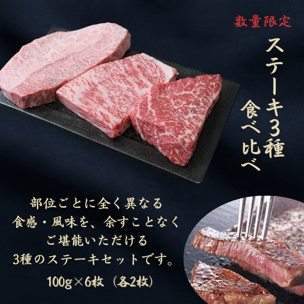 京都府産黒毛和牛【京の肉】 ステーキ 食べ比べセット 600g