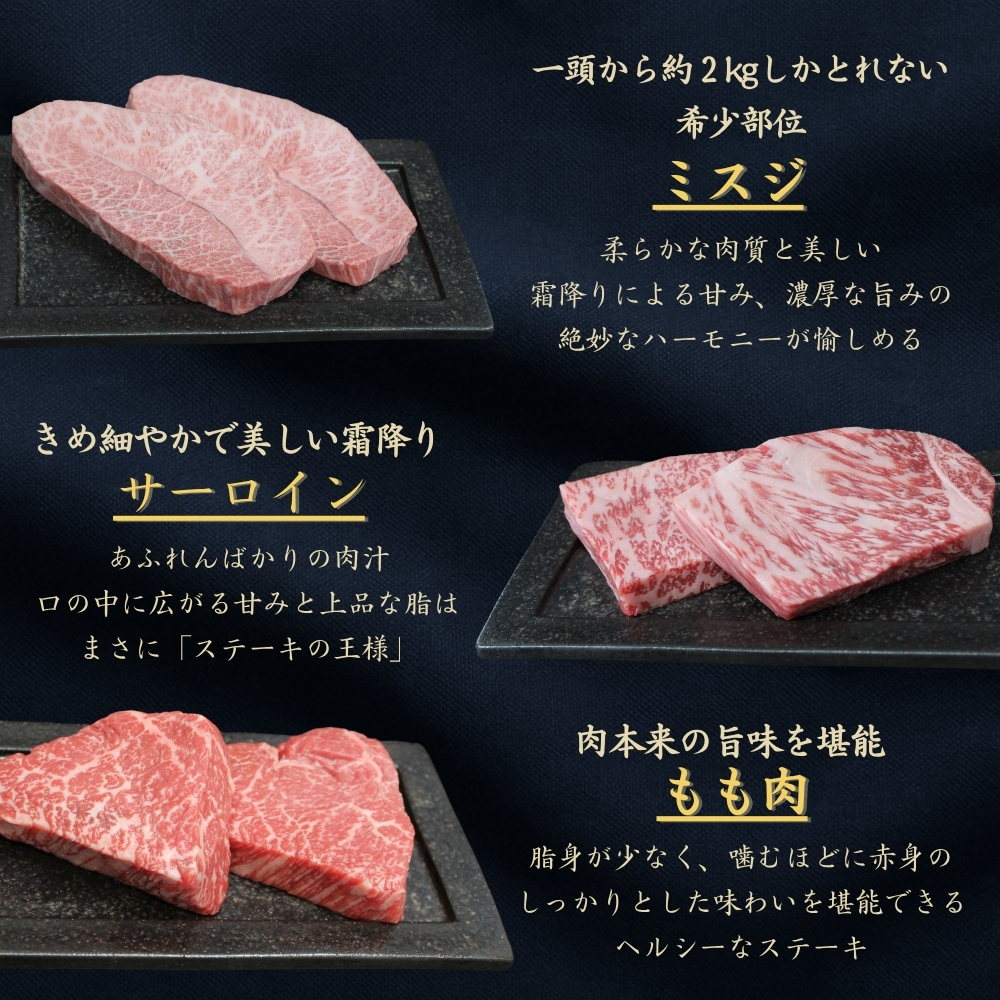 京都府産黒毛和牛【京の肉】 ステーキ 食べ比べセット 600g