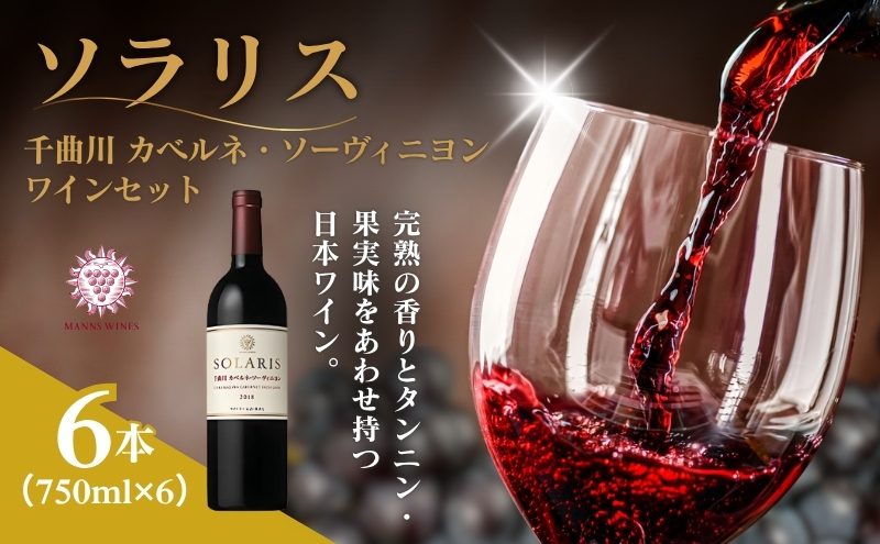 ソラリス 千曲川 カベルネ・ソーヴィニヨン  ワインセット 750ml×6本 赤ワイン お酒 ぶどう酒 タンニン 完熟した香り 果実味 スパイシー 晩酌 おうちディナー 飲み物 家飲み 宅飲み