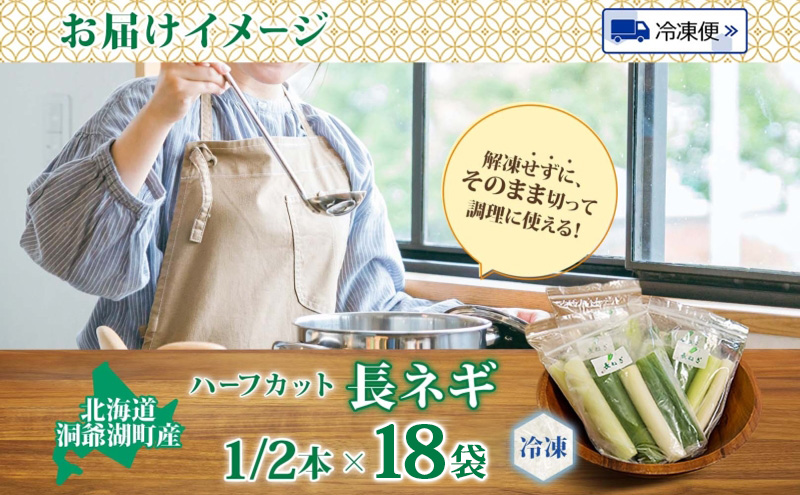 役に立ちます 冷凍カット野菜 長ねぎ1/2分×18袋 長ネギ 冷凍 カット 野菜 小分け 時短 弁当 簡単 調理 便利  国産 北海道 洞爺湖町