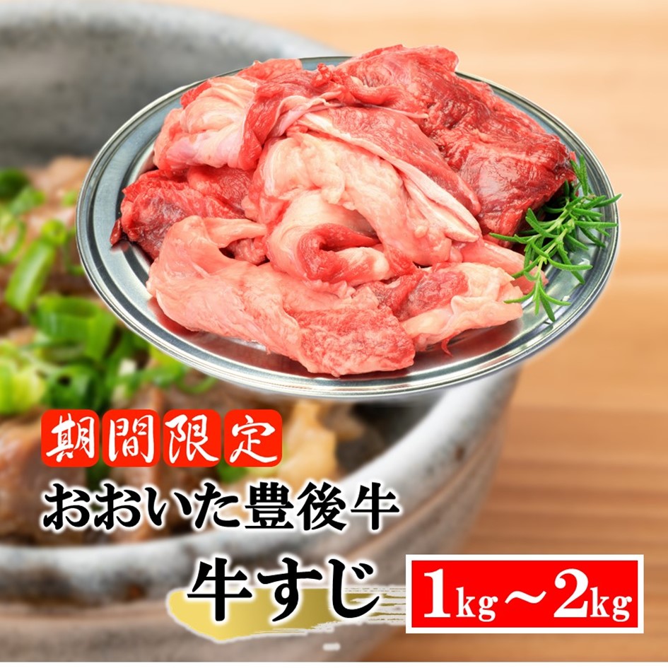 [期間限定 9月30日まで]豊後牛 牛すじ肉 1.0kg〜2.0kg (500g×2P〜4P)スジ 牛筋 黒毛和牛 国産 煮込み料理_2591R