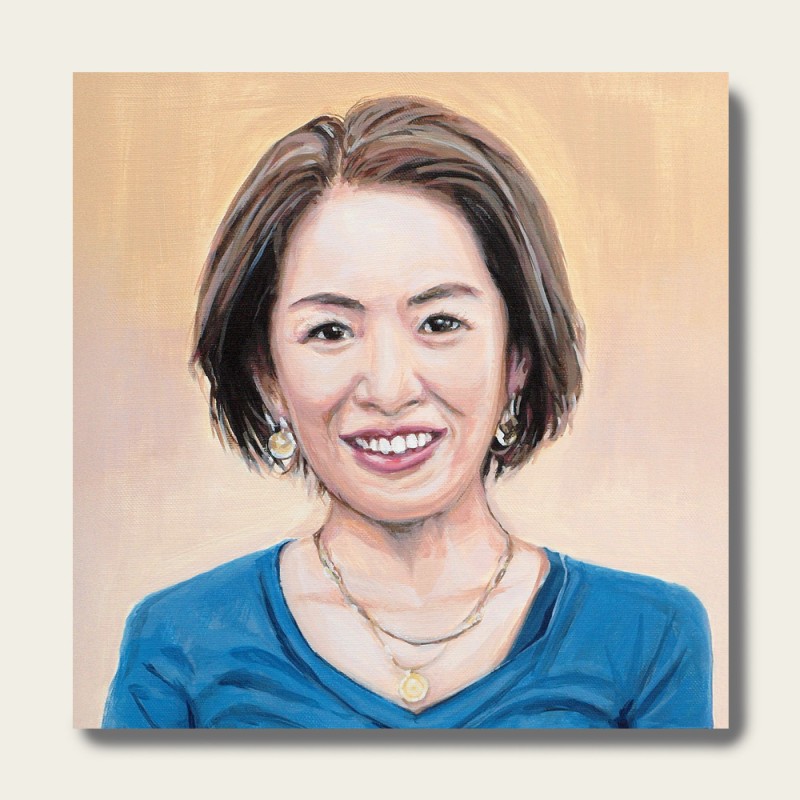 油絵で小さな人物画を描きます（18×18cm・背景無地）