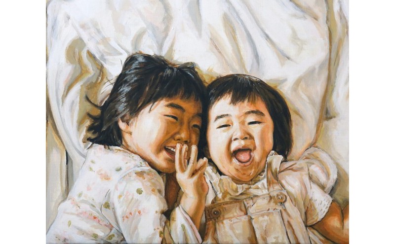 油絵で高級感のある肖像画を細密に描きます（33×24cm・背景あり）