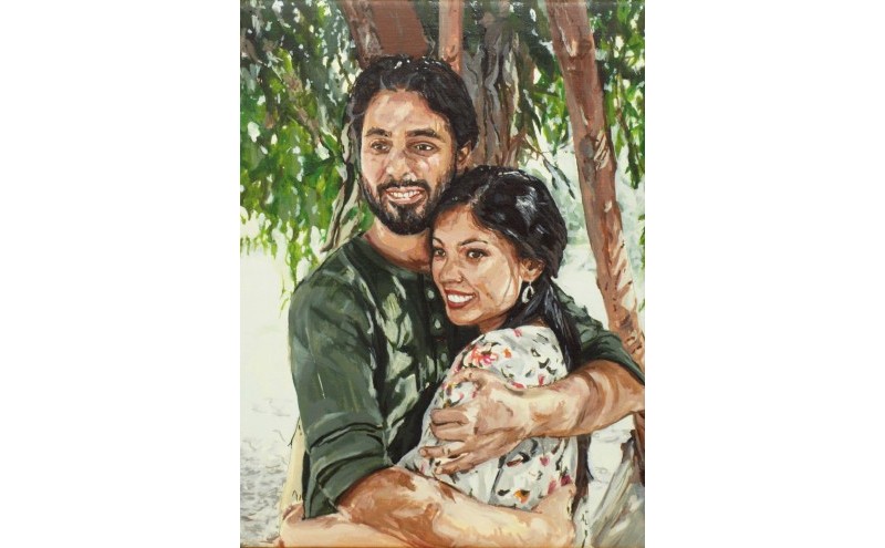 油絵で高級感のある肖像画を描きます（53×45cm・背景あり）