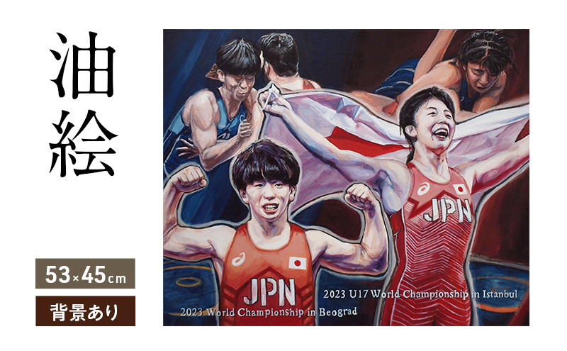 油絵で高級感のある肖像画を細密に描きます（53×45cm・背景あり）