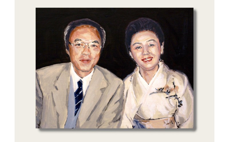 ご遺影を高級感のある油絵で描きます（33×24cm・背景無地）