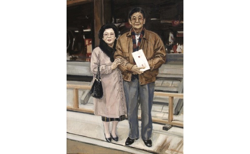 ご遺影を高級感のある油絵で描きます（53×45cm・背景あり）