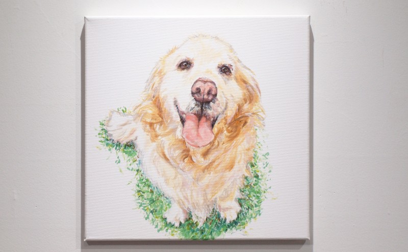 小さな油絵で大切なペットを描きます（18×18cm・背景無地）