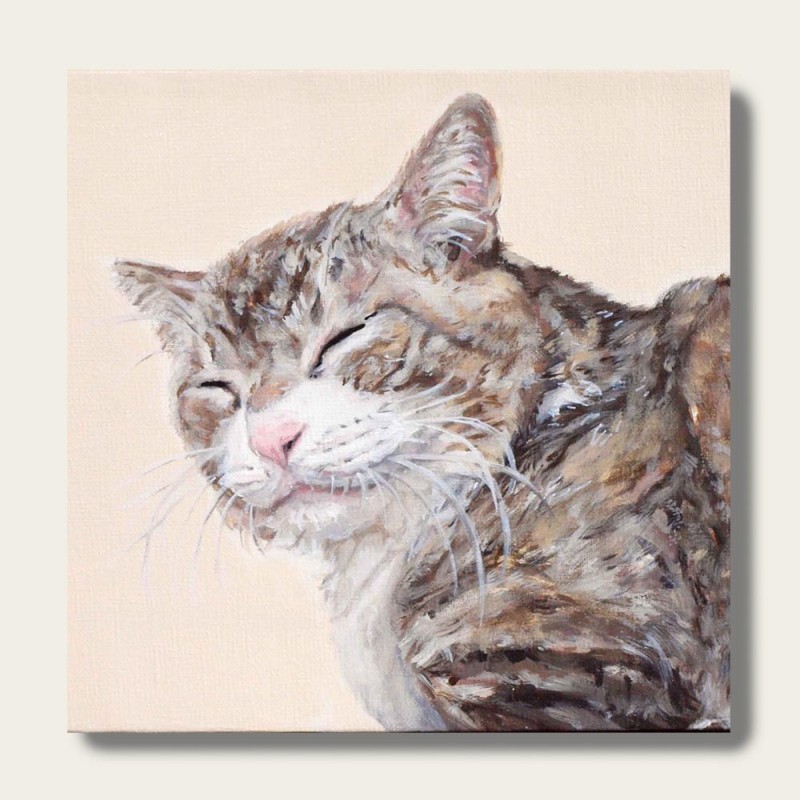 小さな油絵で大切なペットを細密に描きます（18×18cm・背景無地）