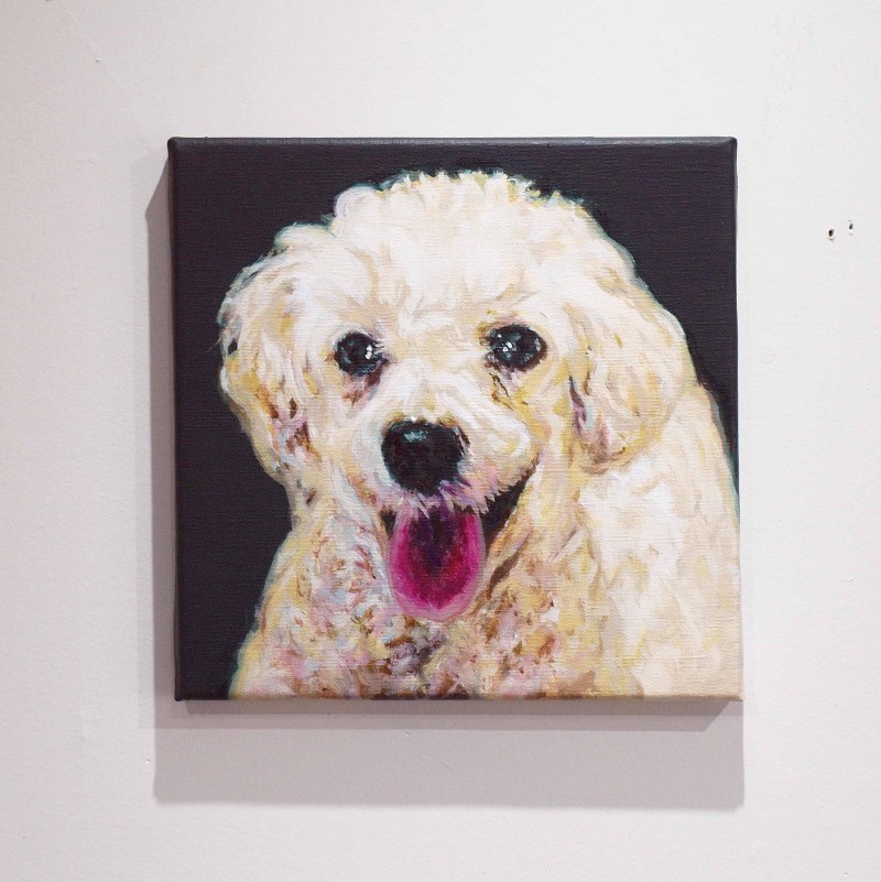 油絵で大切なペットを描きます（41×32cm・背景無地）