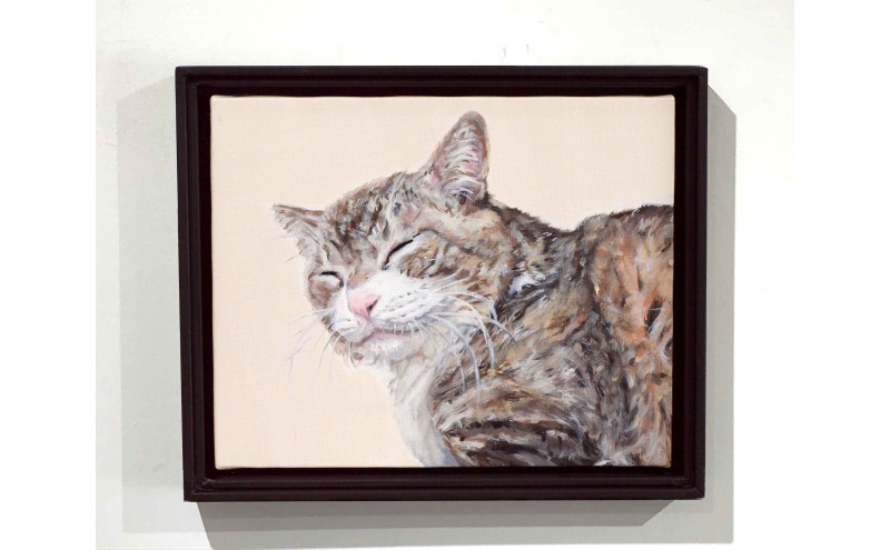 油絵で大切なペットを細密に描きます（41×32cm・背景無地）