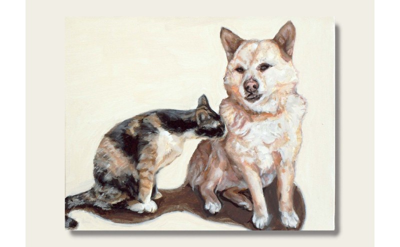 油絵で大切なペットを描きます（53×46cm・背景無地）