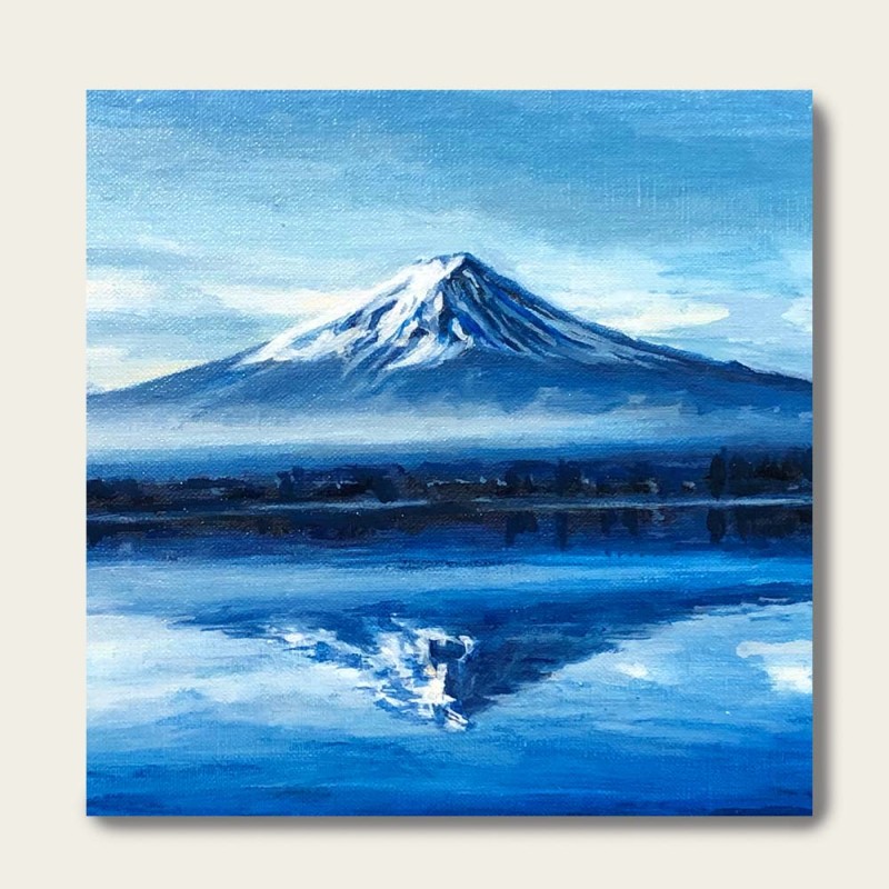 油絵で小さな風景画を細密に描きます（18×18cm）