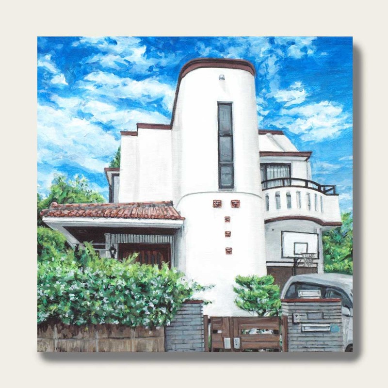 油絵で小さな風景画を細密に描きます（18×18cm）