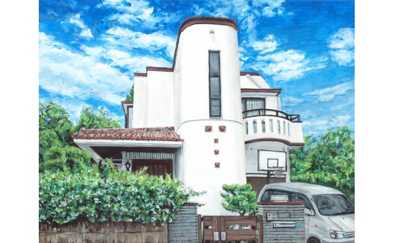 油絵で小さな風景画を細密に描きます（27×22cm）