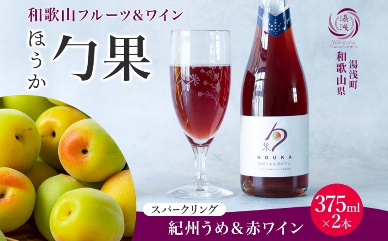ワインカクテル スパークリング 勹果 ほうか 紀州うめ&赤ワイン 375ml 2本 湯浅ワイナリー