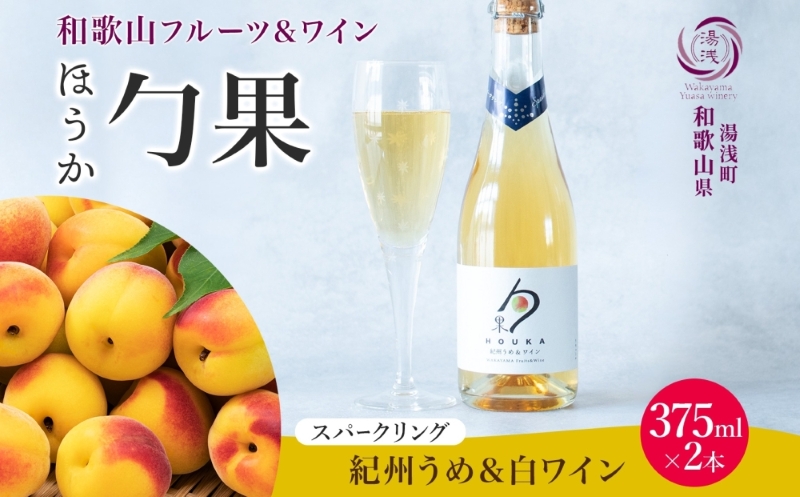 ワインカクテル スパークリング 勹果 ほうか 紀州うめ&白ワイン 375ml 2本 湯浅ワイナリー