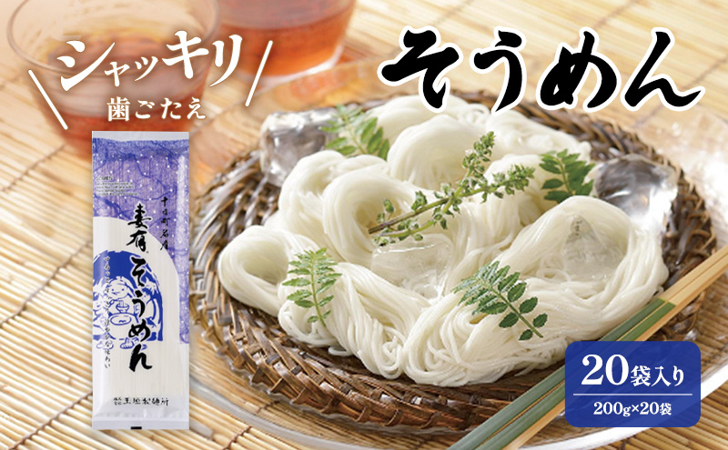 【新潟県十日町市】そうめん200g 20袋入 麺類 乾麺 ギフト お取り寄せ 十日町市
