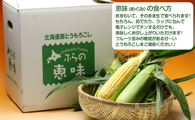 【ふるプレ限定品】 2026年発送 北海道富良野産 生で食べられる とうもろこし【恵味(めぐみ)】 12本　(スイートベジタブルファクトリー) とうきび コーン 野菜 新鮮 甘い ジューシー 贈り物 ギフト 道産 直送 ふらの