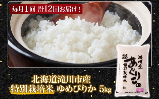 令和7年産米 北海道滝川産 特別栽培ゆめぴりか 5kg 12ヵ月連続 ｜北海道 滝川市 米 お米 白米 精米 ゆめぴりか ユメピリカ 特別栽培 定期便 連続お届け