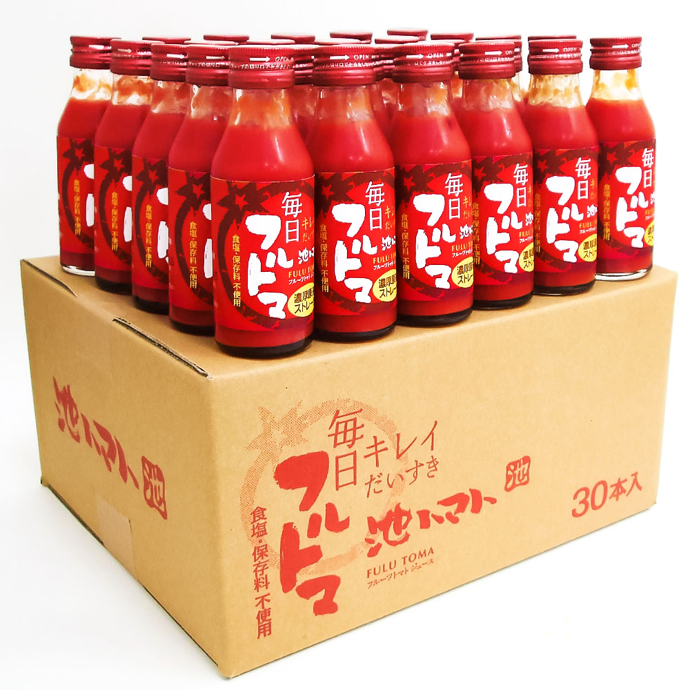 【池トマト】毎日フルトマ レッド 100ml×30本 箱入り トマトジュース 食塩無添加 1本に約5個分のフルーツトマト 糖度8度以上 トマト フルーツトマト 100％ジュース ドリンク ギフト