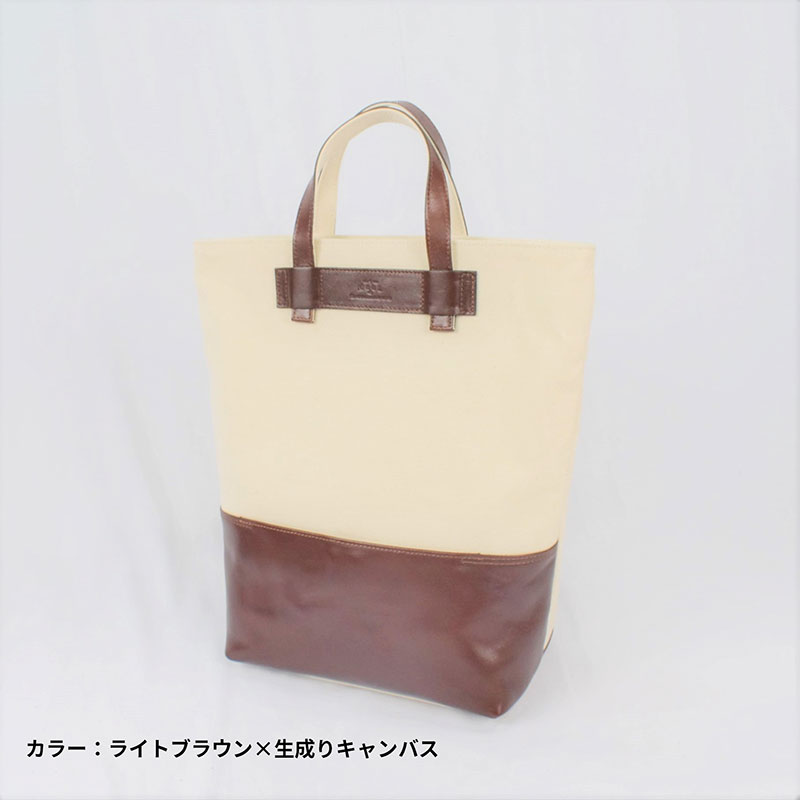 【三重県名張市】レディース 国産 キャンバスリュックサック 7M7-1048(ナチュラル×ライトブラウン)