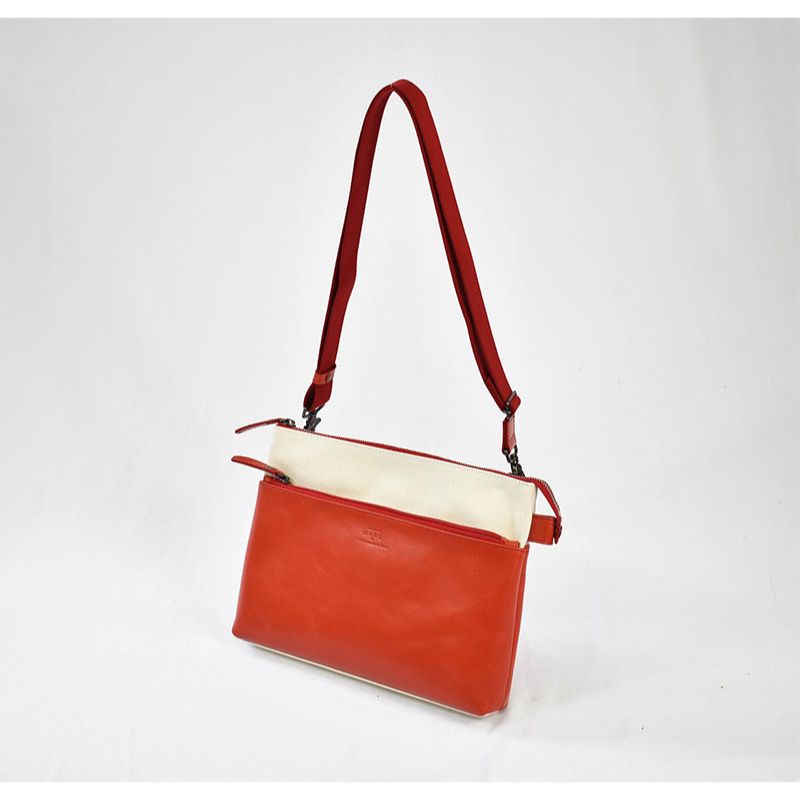 レディース　国産　キャンパスショルダー　7M8-1062（ナチュラル×レッド）