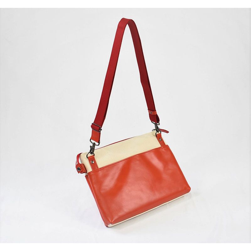 レディース　国産　キャンパスショルダー　7M8-1062（ナチュラル×レッド）