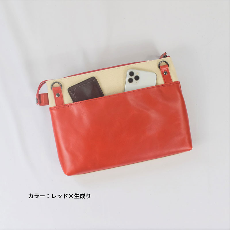 レディース　国産　キャンパスショルダー　7M8-1062（ナチュラル×レッド）