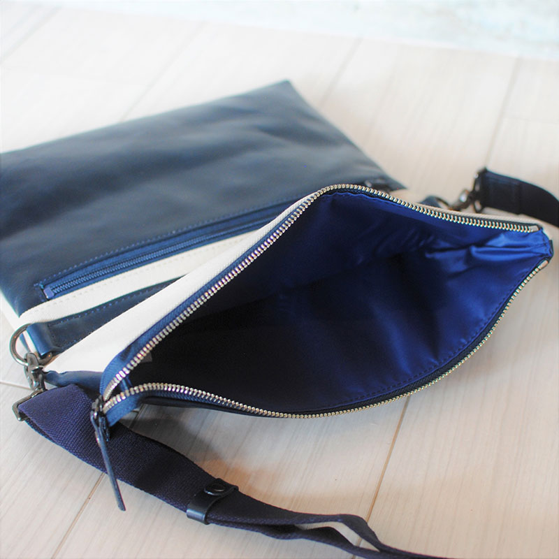 レディース　国産　キャンパスクラッチ　7M8-1063（ナチュラル×レッド）