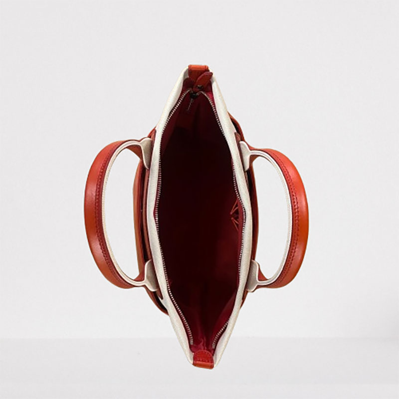 レディース　国産　キャンパスミニトート　7M8-1064（ナチュラル×ライトブラウン）