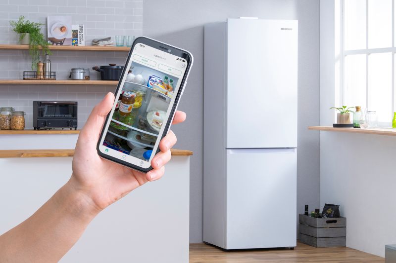 冷蔵庫 カメラ付き冷凍冷蔵庫 301LIRSN-IC30B-Wホワイト 大型 庫内カメラ付き 大型冷蔵庫 アイリスオーヤマ 右開き 2ドア 冷凍室 91L 大容量 