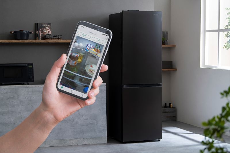 冷蔵庫 カメラ付き冷凍冷蔵庫 301LIRSN-IC30B-Bブラック 大型 庫内カメラ付き 大型冷蔵庫 アイリスオーヤマ 右開き 2ドア 冷凍室 91L 大容量 