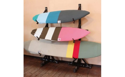 【受注生産】サーフボード バンブースタンド 3枚 | 幅208cm～248cm(調整可能)×奥行き58cm×高さ190cm 海 サーフィン サーファー サーフボード サップ 波乗り ラック サーフボードスタンド 竹素材 バンブー インテリア (KDF-15)