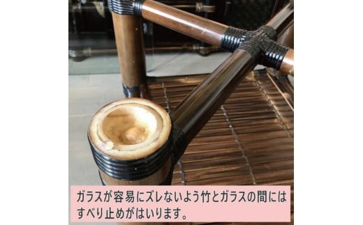 【受注生産】バンブーガラステーブル（座卓）55cm，高さ40cm (KDF-26)