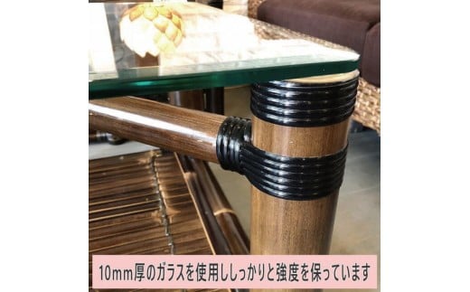 【受注生産】バンブーガラステーブル（座卓）55cm，高さ40cm (KDF-26)